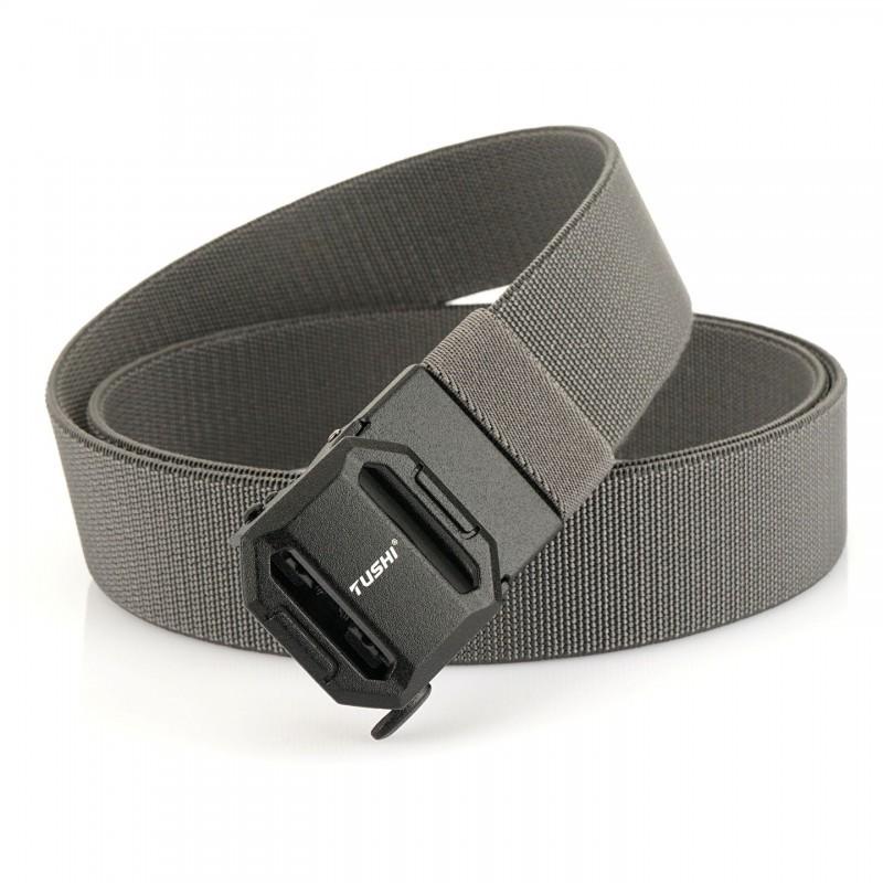 

3.8CM Automatic Buckle Nylon Elastic Belt Men s Business Simple Knitted Thick Non-apertured Trousers 120cm темно-сірий