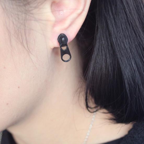 1 Pair Stud Earrings Zipper Style Lightweight Ear Studs Comfortable To Wear