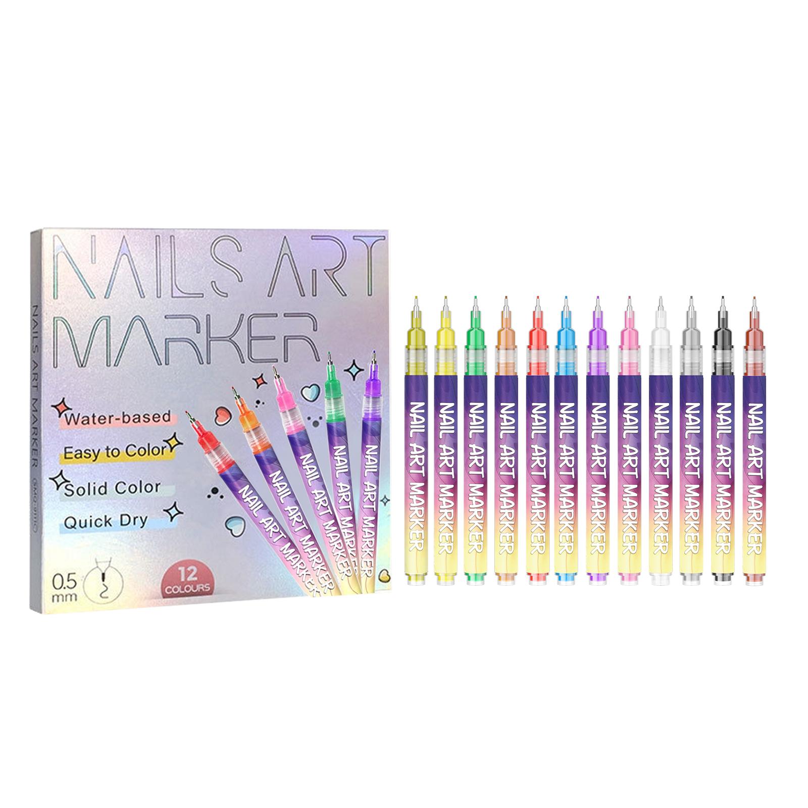 

12Pcs/Set Nail Acrylic Graffiti Pen 12 Color Nail Marker DIY 3D Nail Art Drawing Pen Abstract Line Manicure Tool Painting Liner 12pcs