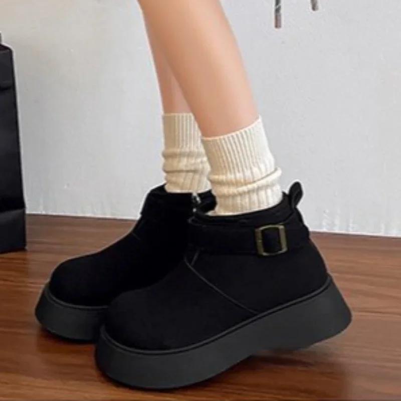 Suede Platform Women Ankle Boots Flats Fashion Casual Shoes Woman 2025 Trend Winter New Brand Designer Walking Cozy Female Botas