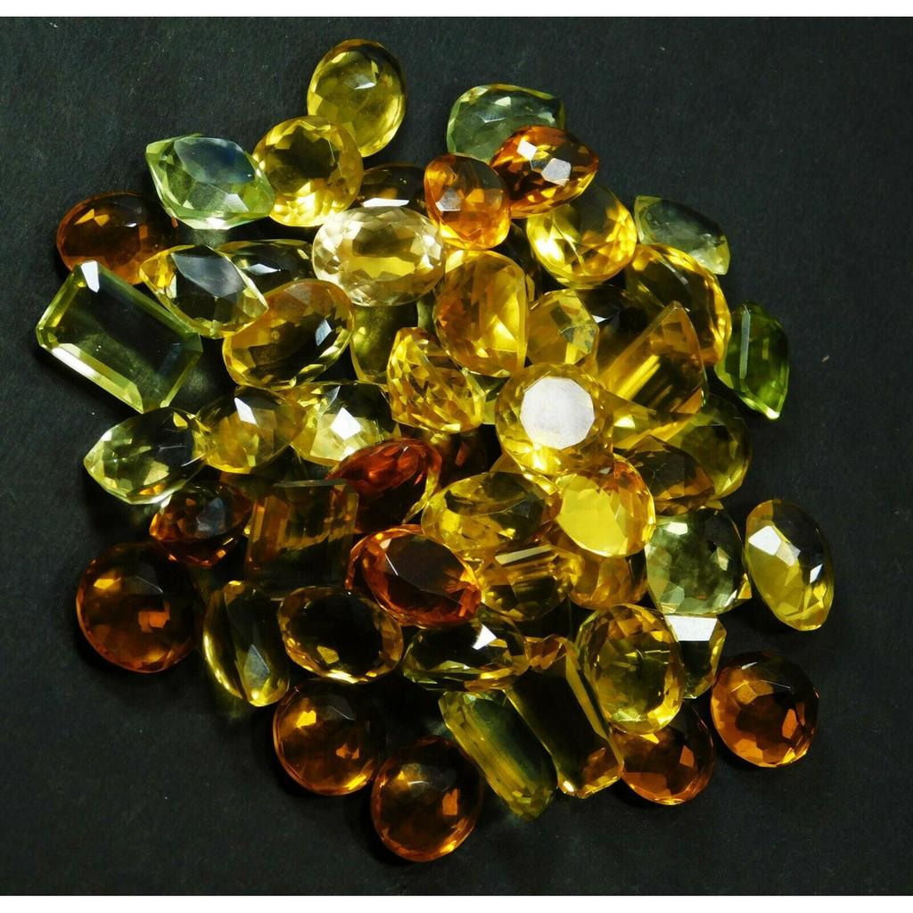 100 Ct Natural Citrine Gemstone Lot Yellow Mix Color & Shape Loose Lot