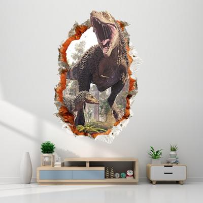 3D Dinosaurus Muurstickers Gemakkelijk Aan te Brengen Herbruikbare Zelfklevende PVC Embossing Dinosaurus