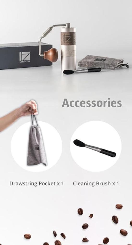 1Zpresso Q Hand Coffee Grinder, Foldable, Portable, Lightweight, Easy To Clean, Stainless Steel Blade, Internal Adjustment, Ideal for Travel and