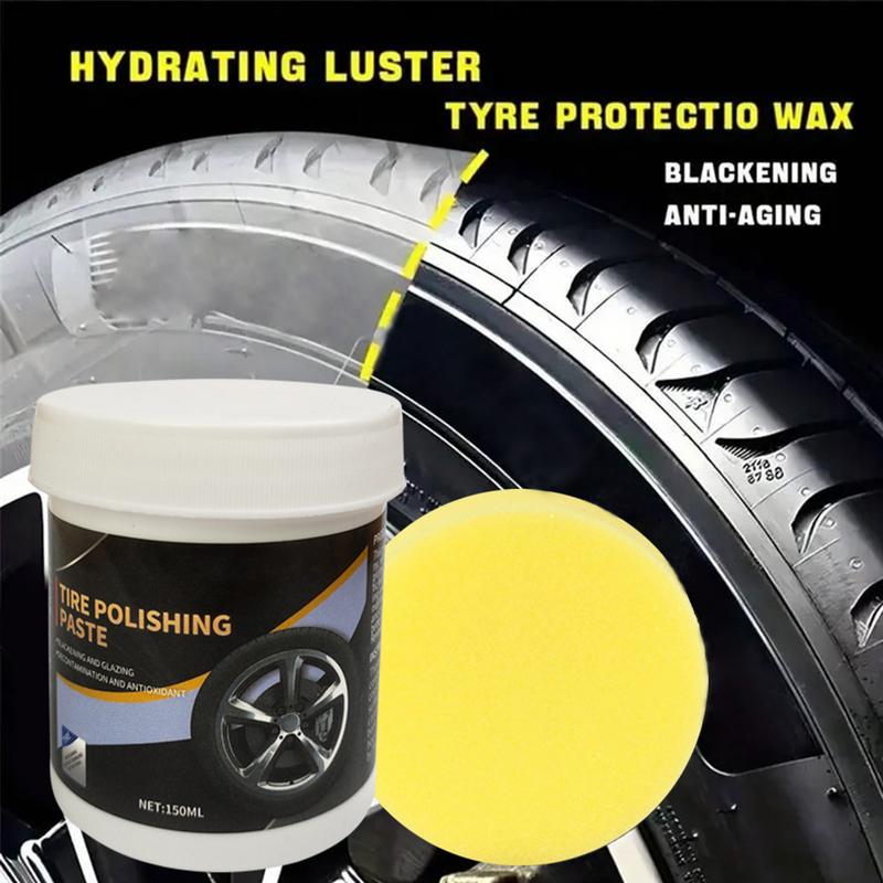 Car Tire Shine Black Shine 150ml Tyre Polishing Paste Cleaning And Blackening With Sponge Applicator For Truck Motorcycle RV
