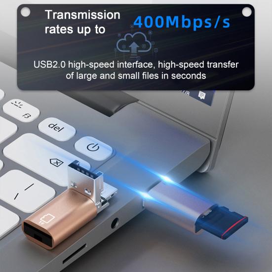 Smart 2-in-1 USB Reader Type-C Card Compact High-speed Size Portable No Driver Required Universal