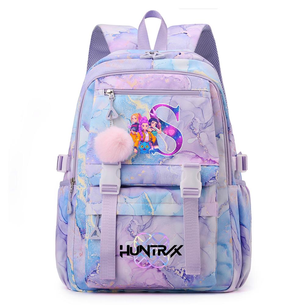 Cute Cartoon 26 English Letters Printed Backpack Schoolbag for Teenager Student Girl Boy Bookbag Large Capacity Waterproof Travel Bag Mochila