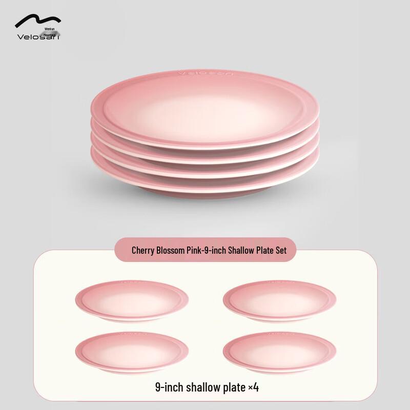 Wenlun Mountain Pebble 9-inch Ceramic Shallow Plate Set of 4