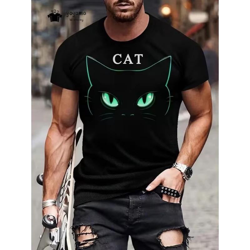 

Футболка с 3D-принтом кота манга для мужчин, летняя, для улицы, мужская, с коротким рукавом, модная, большого размера, мужская одежда, трендовая, с круглым вырезом, мужские топы XS