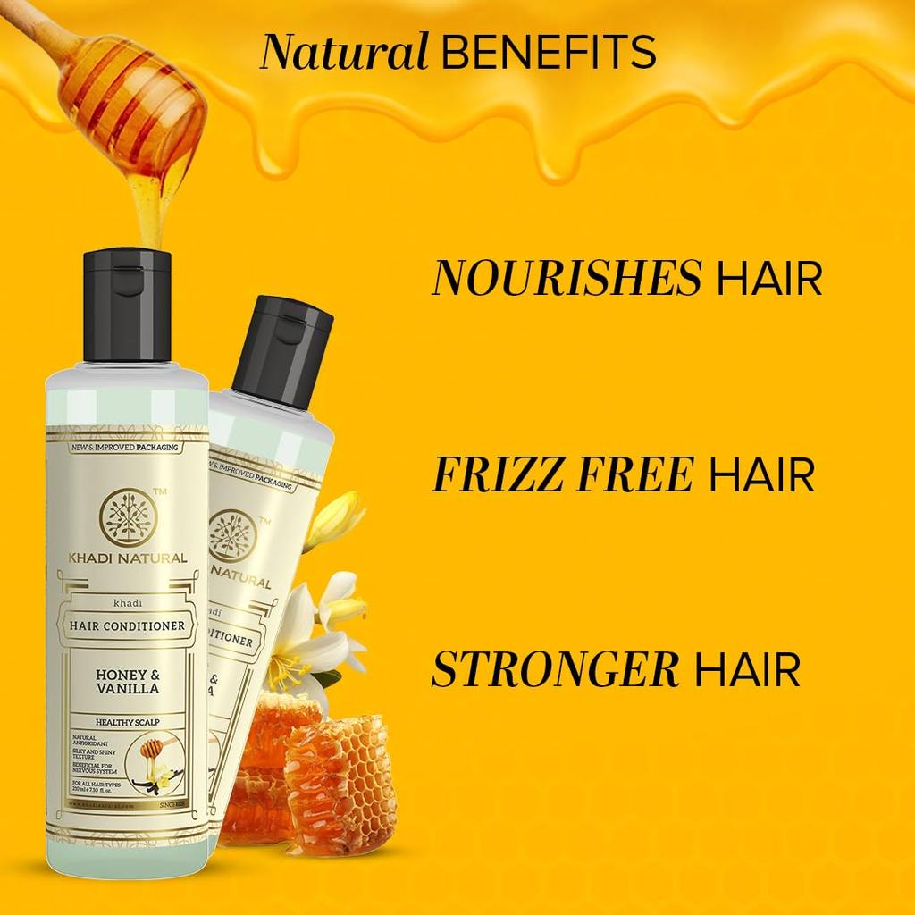 Khadi Natural Honey & Vanilla Hair Conditioner 210 Ml For Silky Shiny Smooth Hair All Hair Types Nourishing Care