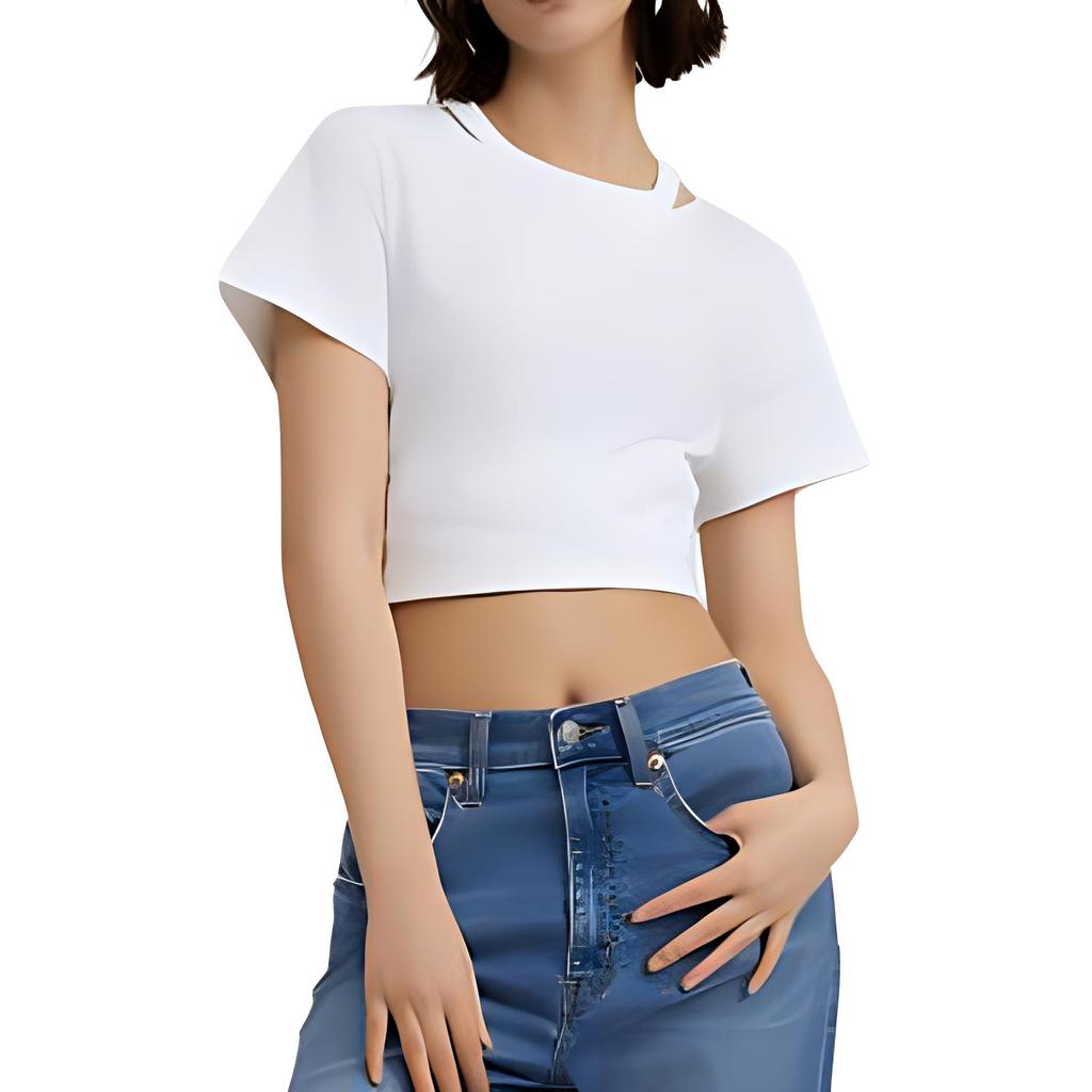Levis Solid Color Loose Fit Round Neck Short Sleeve T-Shirt Women Tops White 0018G-0001