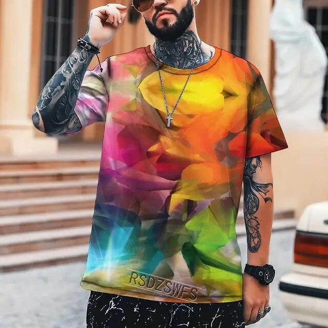 Letní pánské tričko Umění různých rozměrů 3D tisk Pánské topy Humorné Abstraktní Vtipné Šití Vysoká kvalita