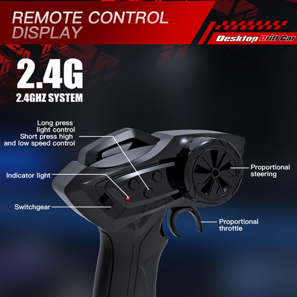 1/64 RC Drift Car Racing Remote Control Desktop Full Scale Drift Car 4WD Mini Children's Toy with Light