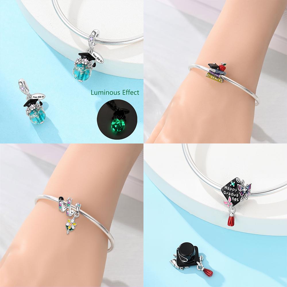 Exquisite Pendants Woman New Graduation Season Bear Owl Copper Original Beads Fit Bracelet Jewelry Making Diy Fine Gift