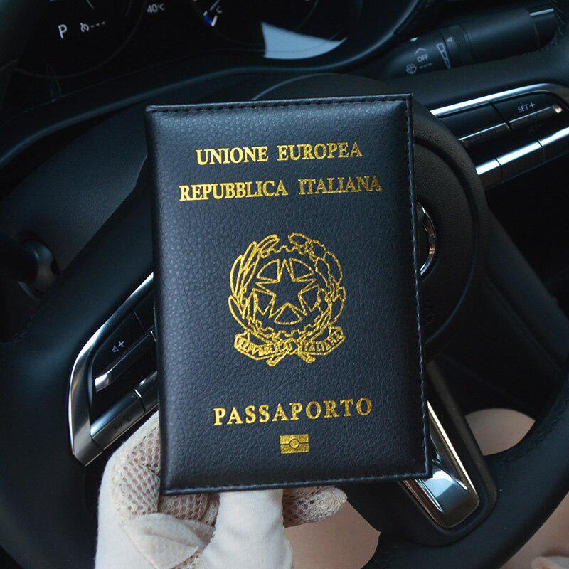 Custodia Portapassaporto Personalizzata In PU Con Nome - Azzurro Chiaro Con Slot Per Carta Vaccino E Bancomat - 3