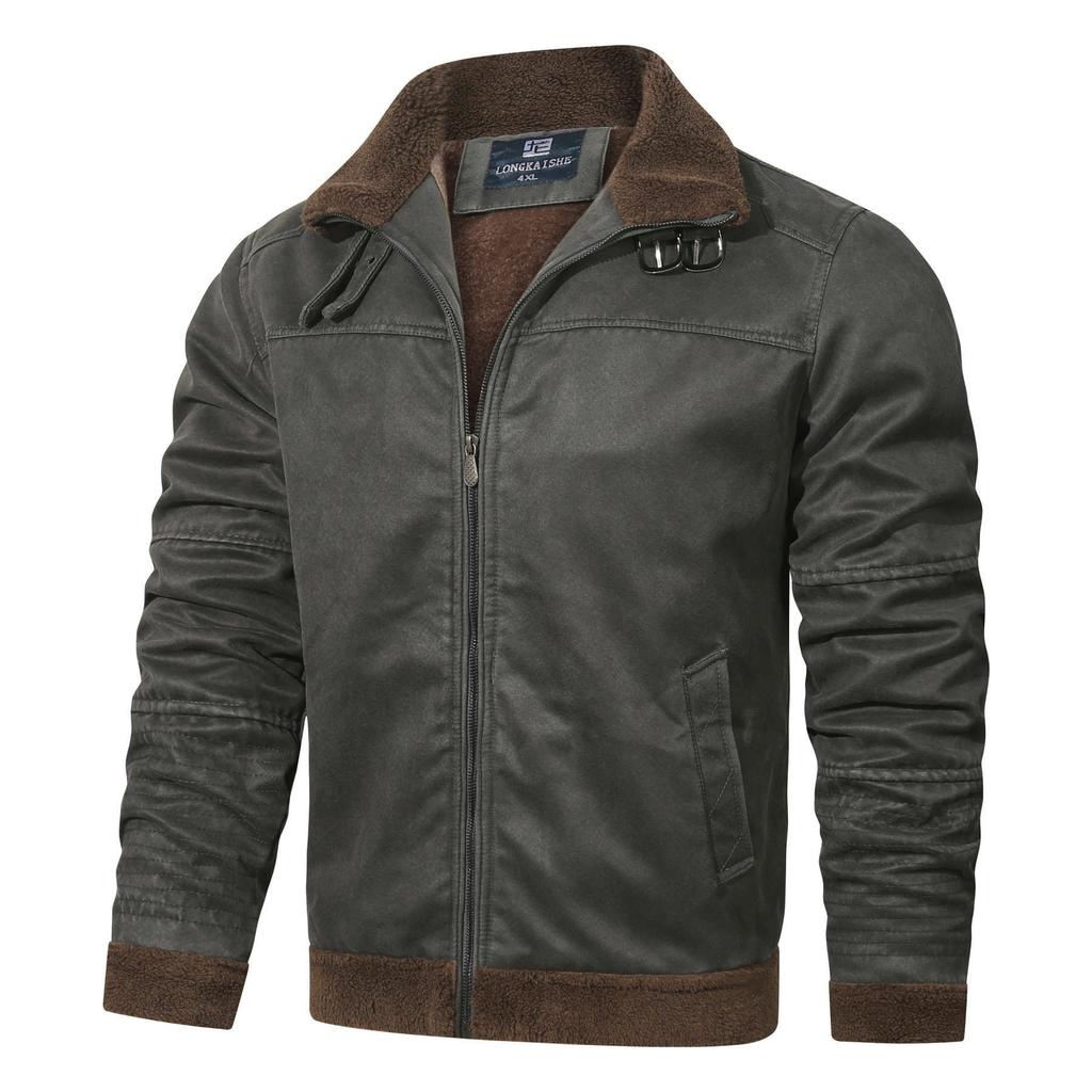 Pelz einteilige Jacke Herren Winter Fleece Revers Jacke lose Herrenbekleidung