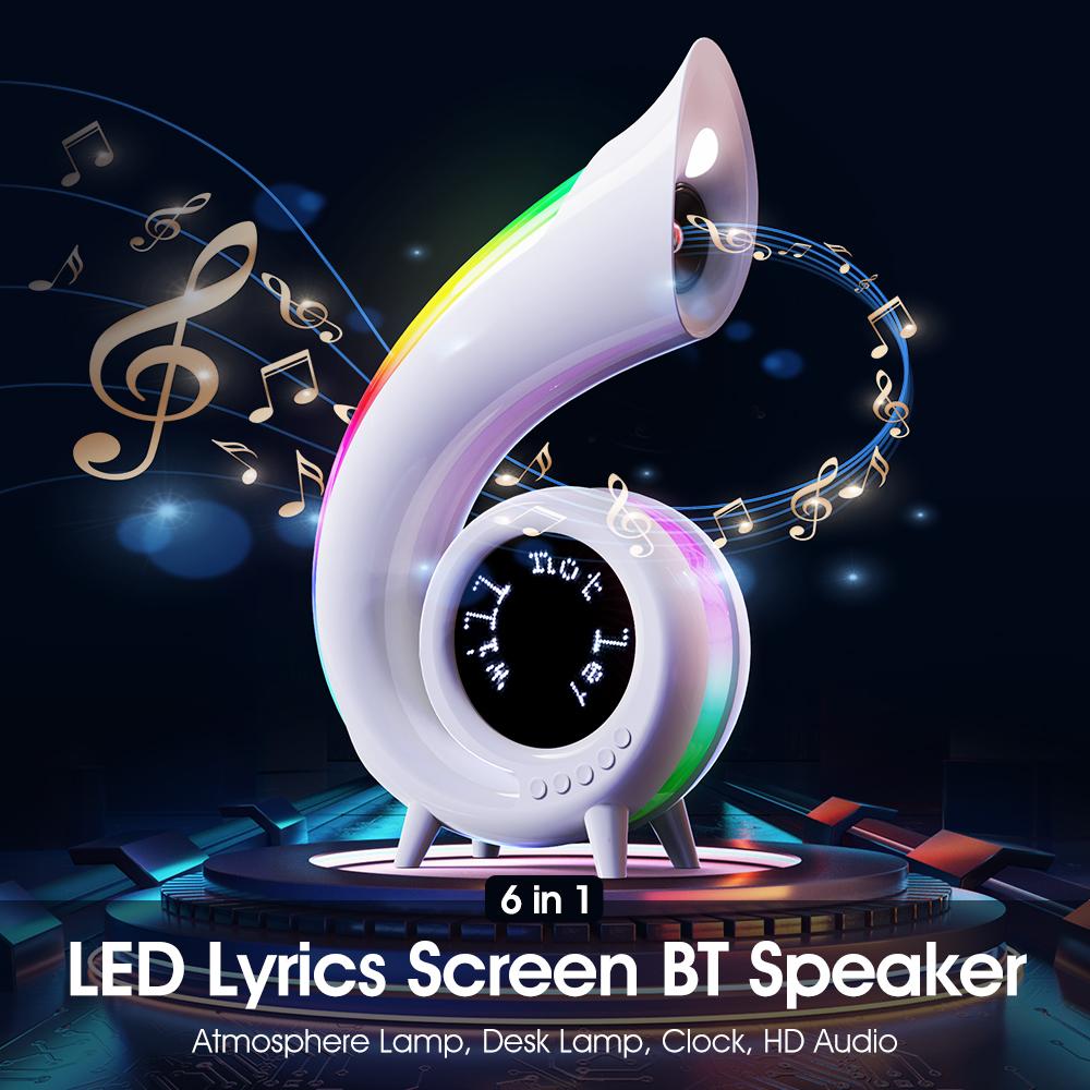 G69pro Multifunction Conch Bluetooth-compatible Speaker Lyrics Display Alarm Clock Colorful Light