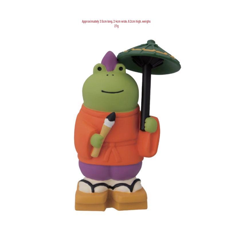 Creative Japanese Cat & Frog Bonsai Ornament - Trendy Blind Box Resin Craft Accessory