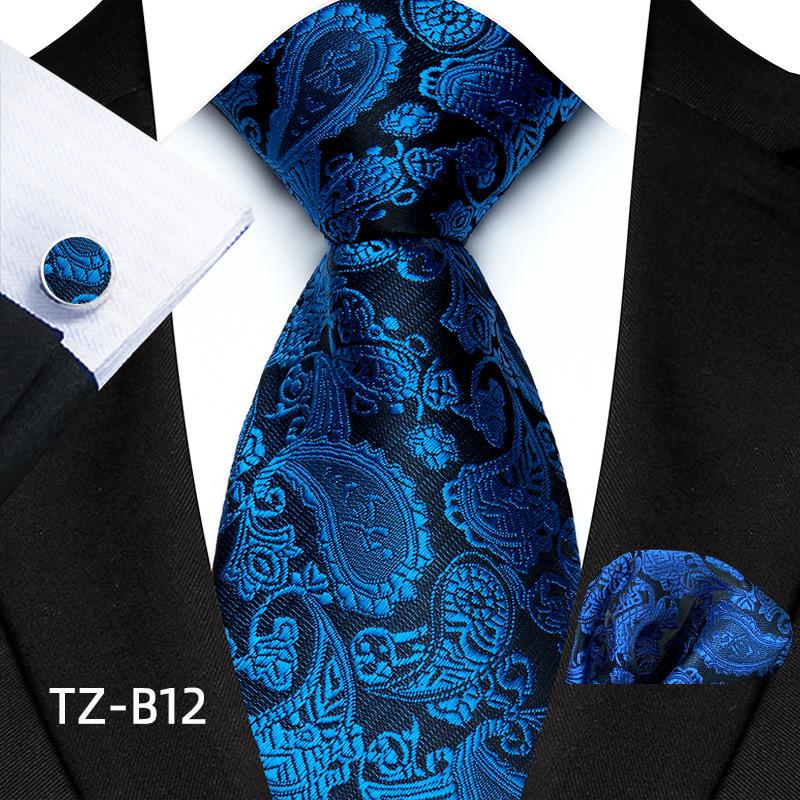 Pattern Men'S Wedding Suit Tie Pocket Towel Cuff Set