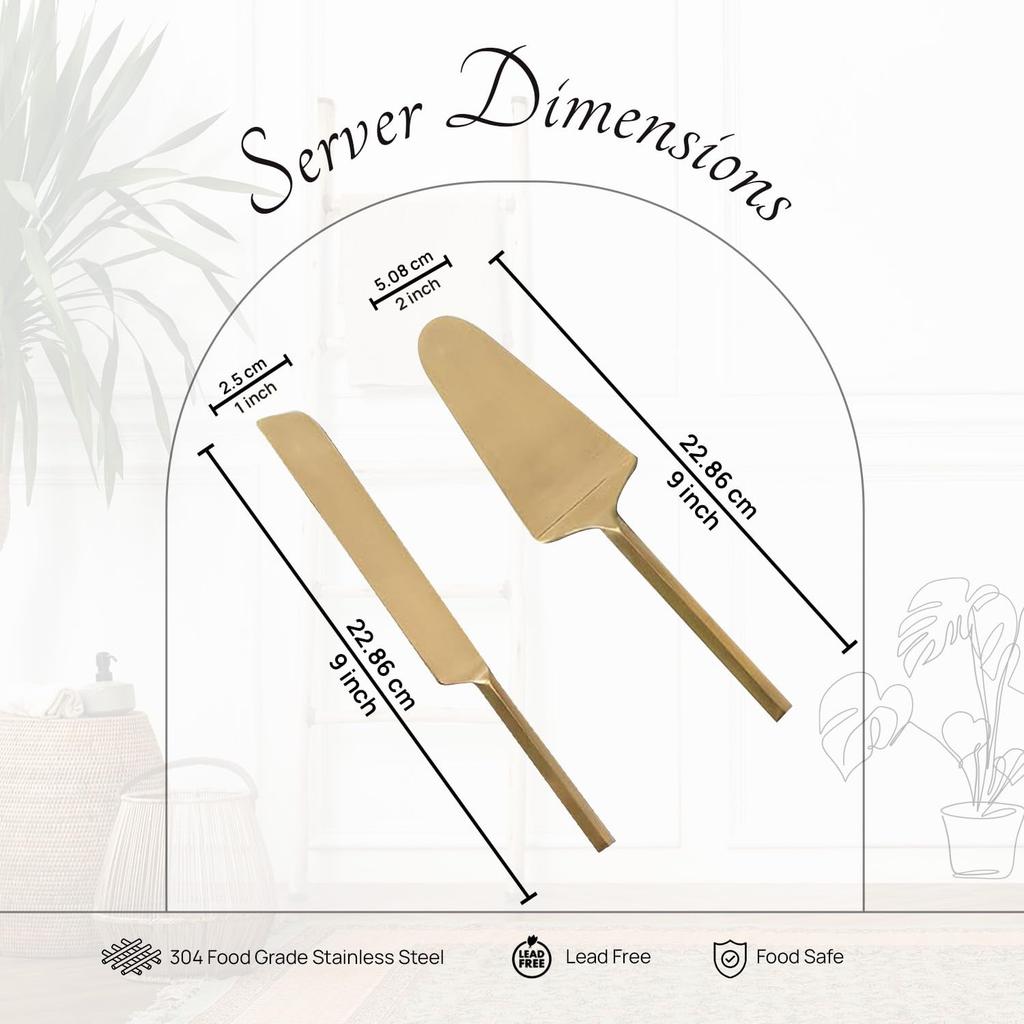 Набор лопаток для торта (2 шт), Golden Stainless Steel Cake Server Set of 2,  Nestroots