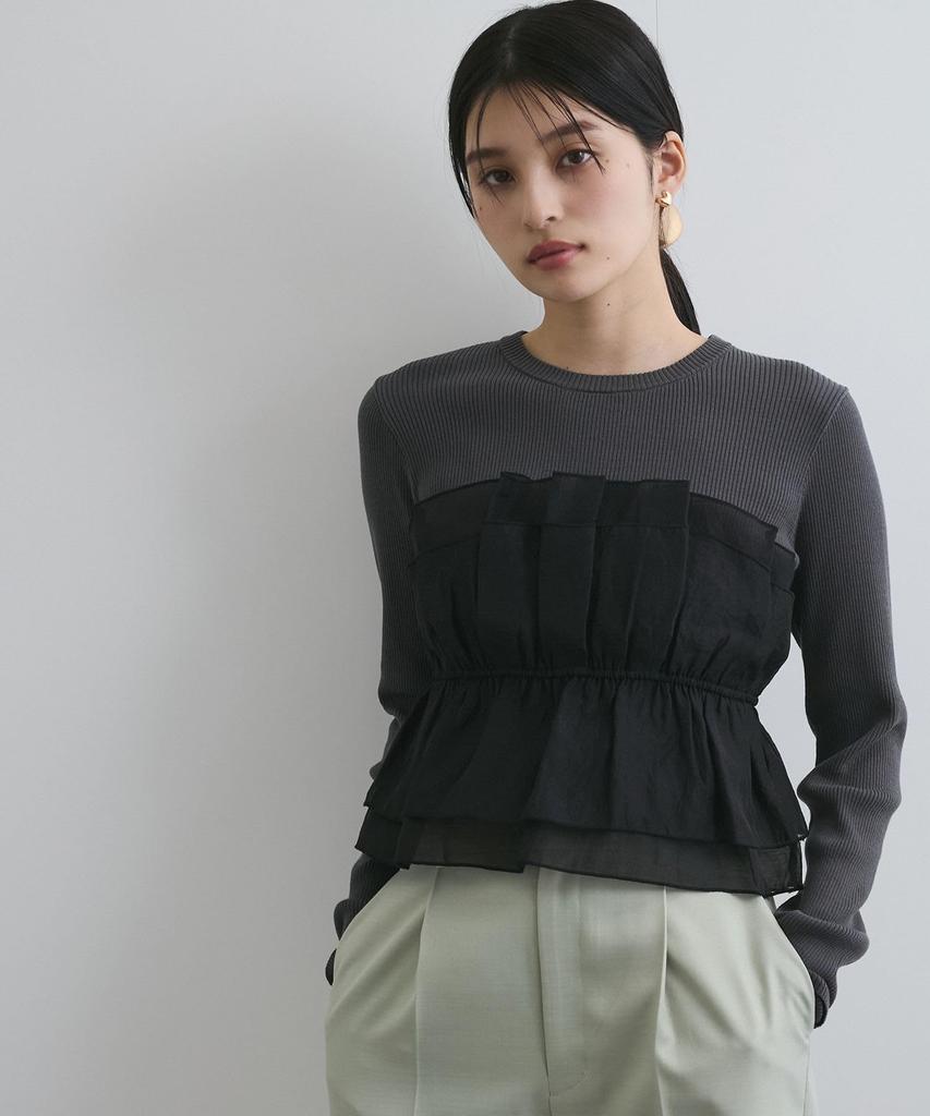 Knit Pullover Light Knit Bustier Docking Pullover for Black Maine [BIS] [Washable] Women, (01)
