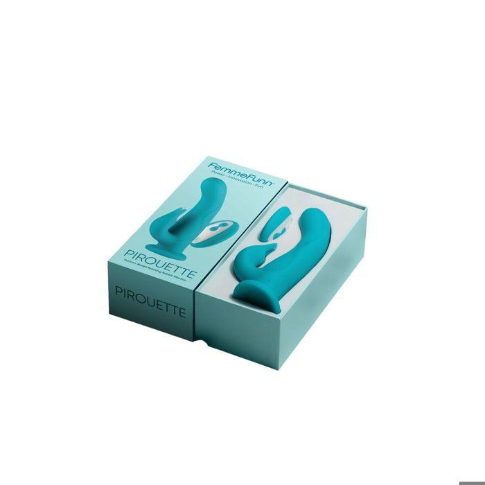 Vibromasseur - FemmeFunn Pirouette - Double stimulation - Rechargeable - Couleur turquoise