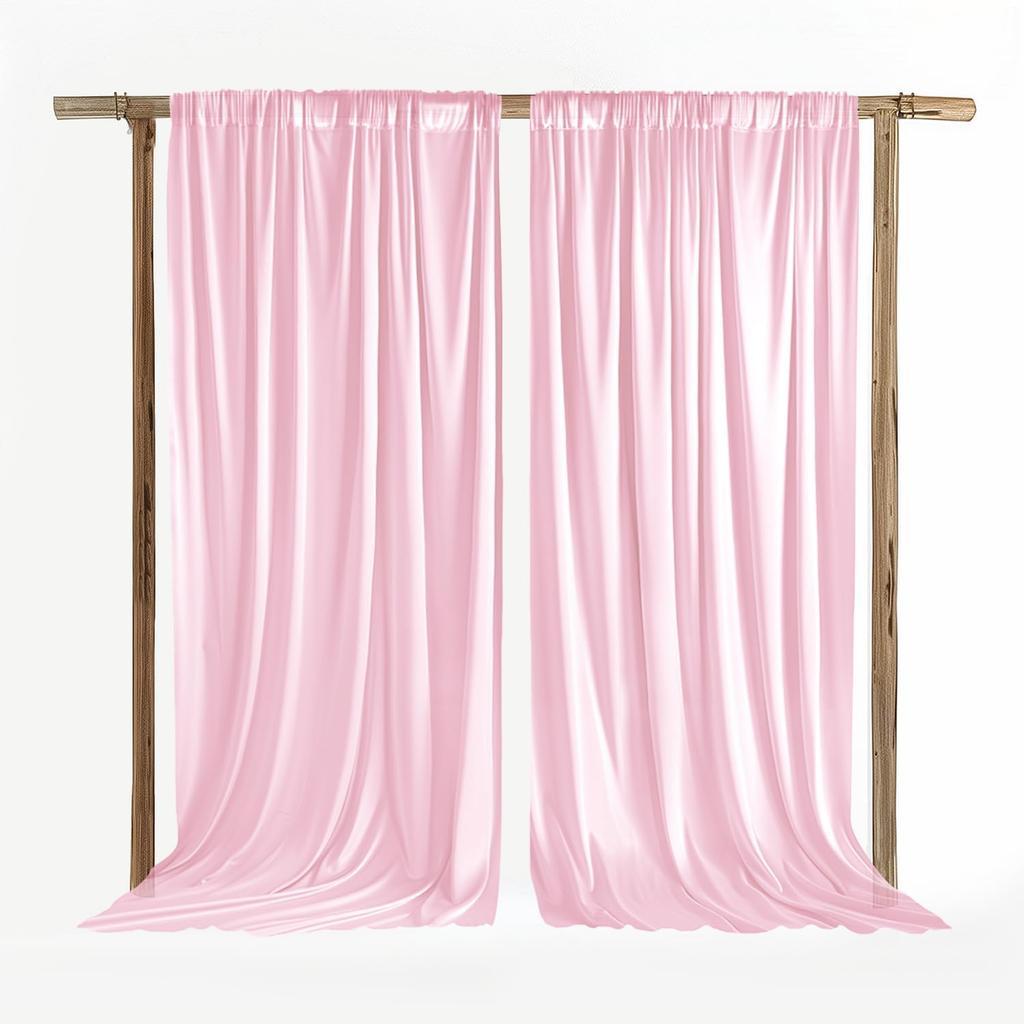 Goldener Satinvorhang 1 Paneel Knitterfreier Drapierung Foto-Hintergrund mit Stangentasche für Hochzeit Geburtstag Babyparty Party-Hintergrund Drapierung