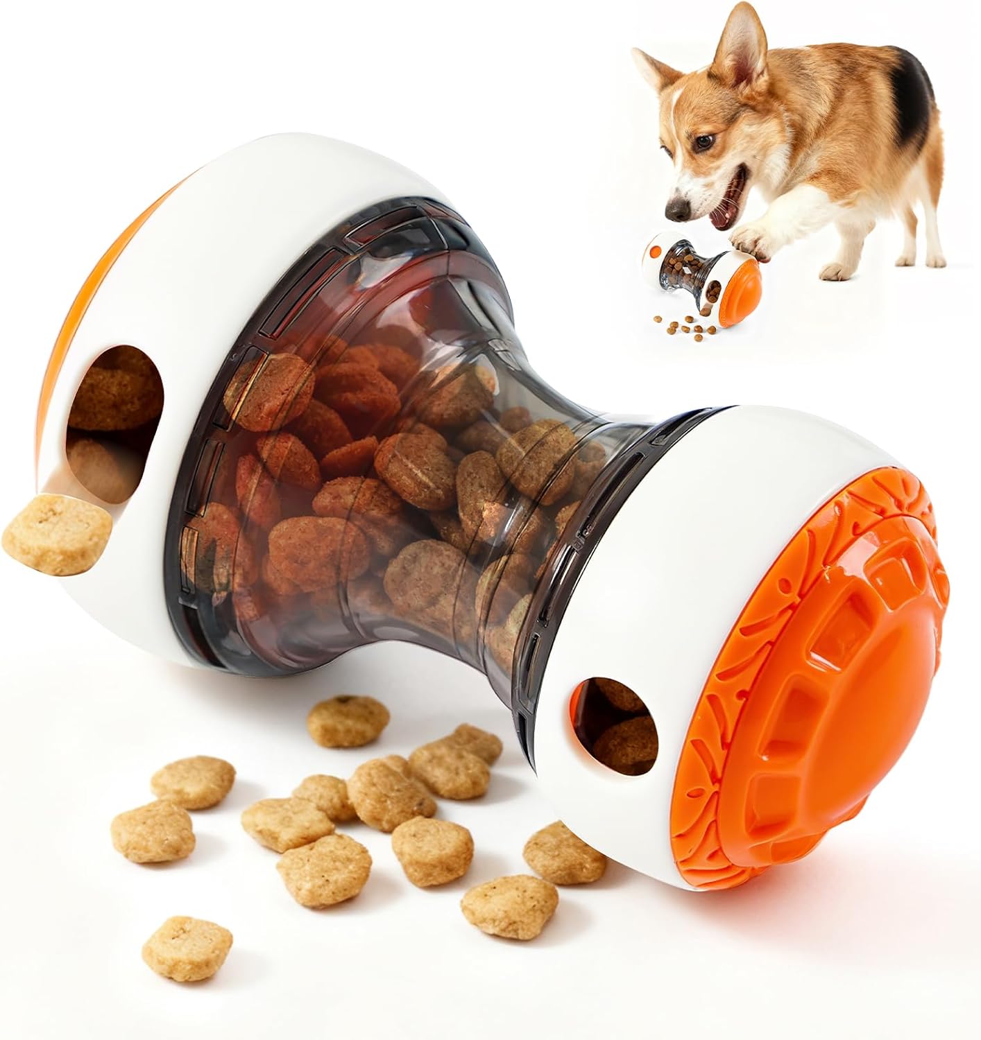 

Interactive Dog Treat Dispenser Ball, Rolling Leak Food Puzzle Toy, Slow Feeder For Chew Teeth Health, Durable Pet Toy Suitable For All Breeds оранжевый