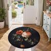 Flower Round Carpet Suitable for Study room Bedrooms Foyer Balcony Anti-slip Round Rug Office home decor Perfect Gift for Valentine’s Wedding Birthday