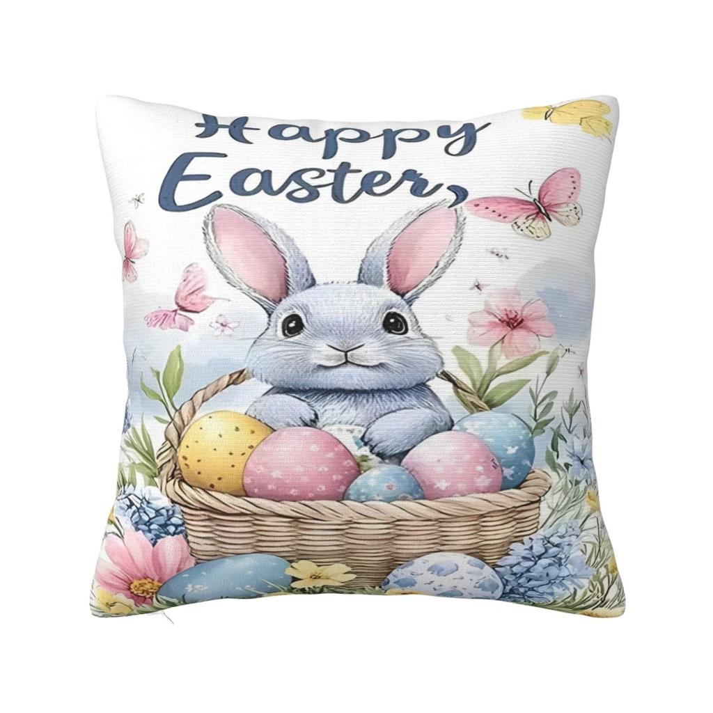 Easter Rabbit Square Pillow Case Cushions for Sofa Bunny Flower Custom Pillowcover Home Decor