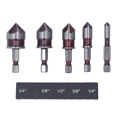 Senkerbohrer-Set 14 38 12 58 34 Zoll 5 Nuten 14 Zoll Sechskantschaft für Holz Bohrmaschinenteile