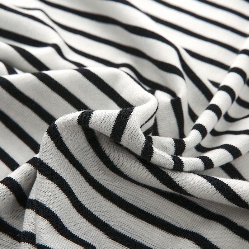 Zhaojun Women's Lightweight Color Block Stripe Knit Short Sleeve T-Shirt