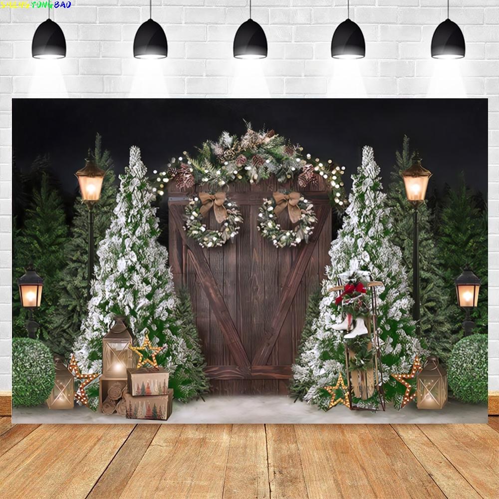 Christmas Backdrop for Photography Xmas Tree Winter Snow Forest Snowflake Natural Scene Baby Portrait Photo Background Studio