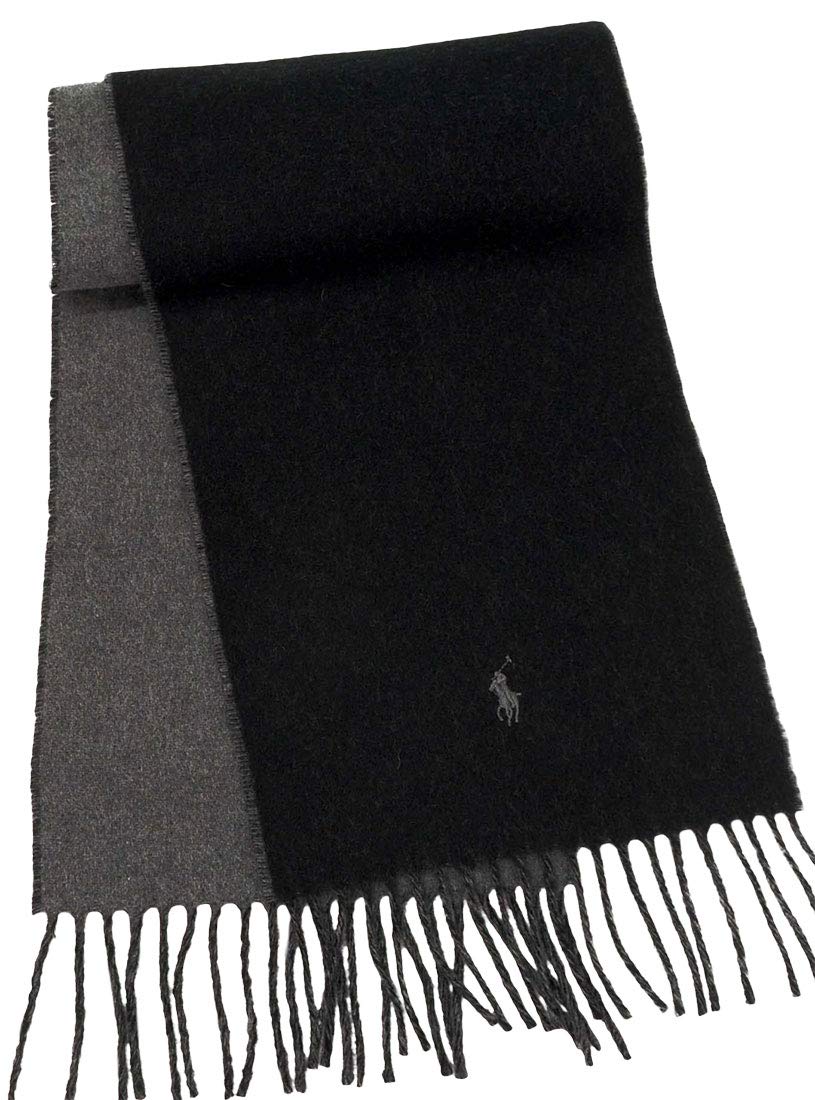 

POLO RALPH LAUREN Двусторонний шарф PC0455 и Шарф Polo Black x Gray Универсальный размер Мужской Женский [Б/у]