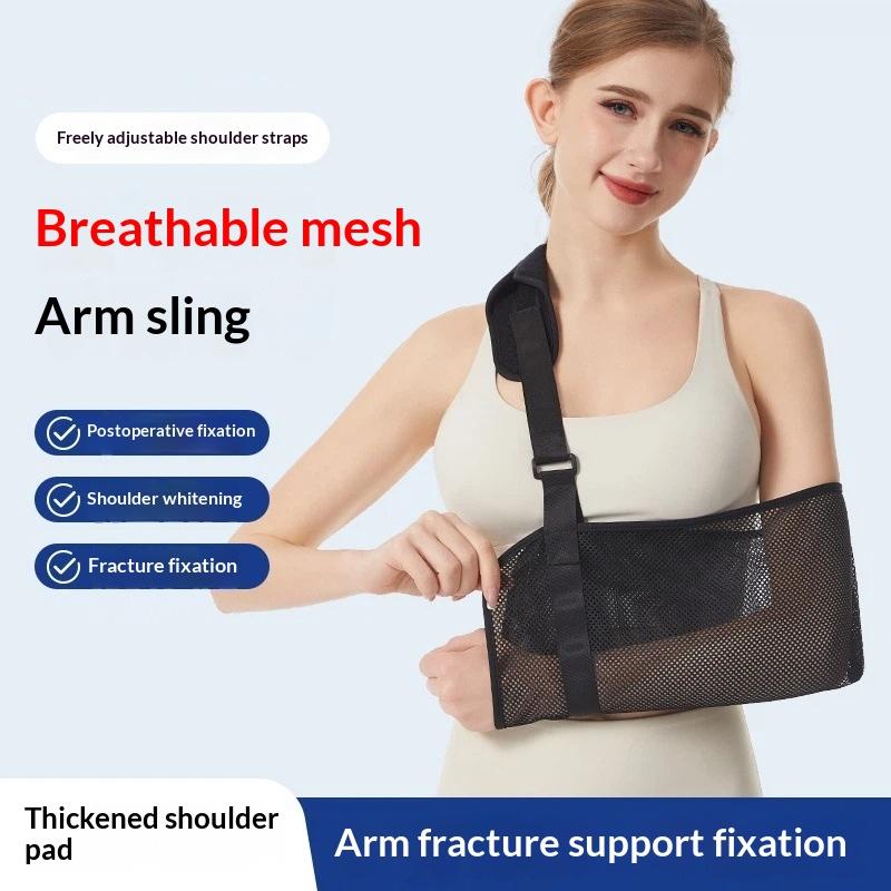 1 Pcs Shoulder Dislocation Post Surgery Support Breathable Mesh Arm Sling With Adjustable Padded Strap For Fracture Recovery