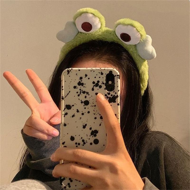 Frog Plush Hair Band Wash Hair Band Green Frog Eyes Love Headband Cartoon Wash Hair Clips