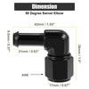 uxcell Car Fuel Hose Fitting Adapter 90° Female AN6-9.5mm Swivel Hose Barb Fitting Aluminum Alloy Black