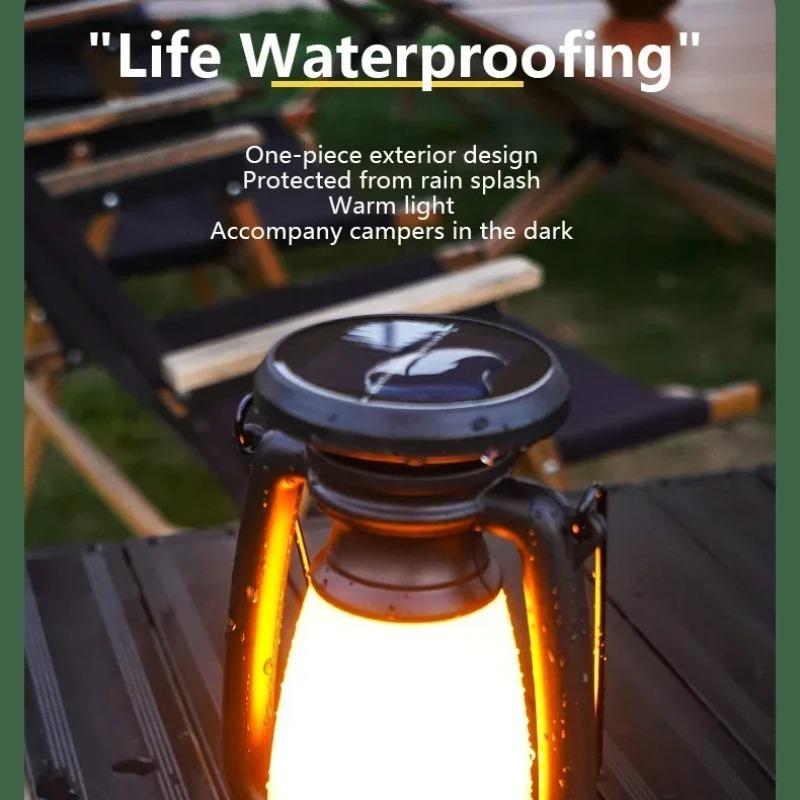 Tragbare Solar-Campinglampe USB Wiederaufladbare Hängende Zeltlaterne Stufenloses Dimmen von Kalt- und Warmlicht Campinglampe