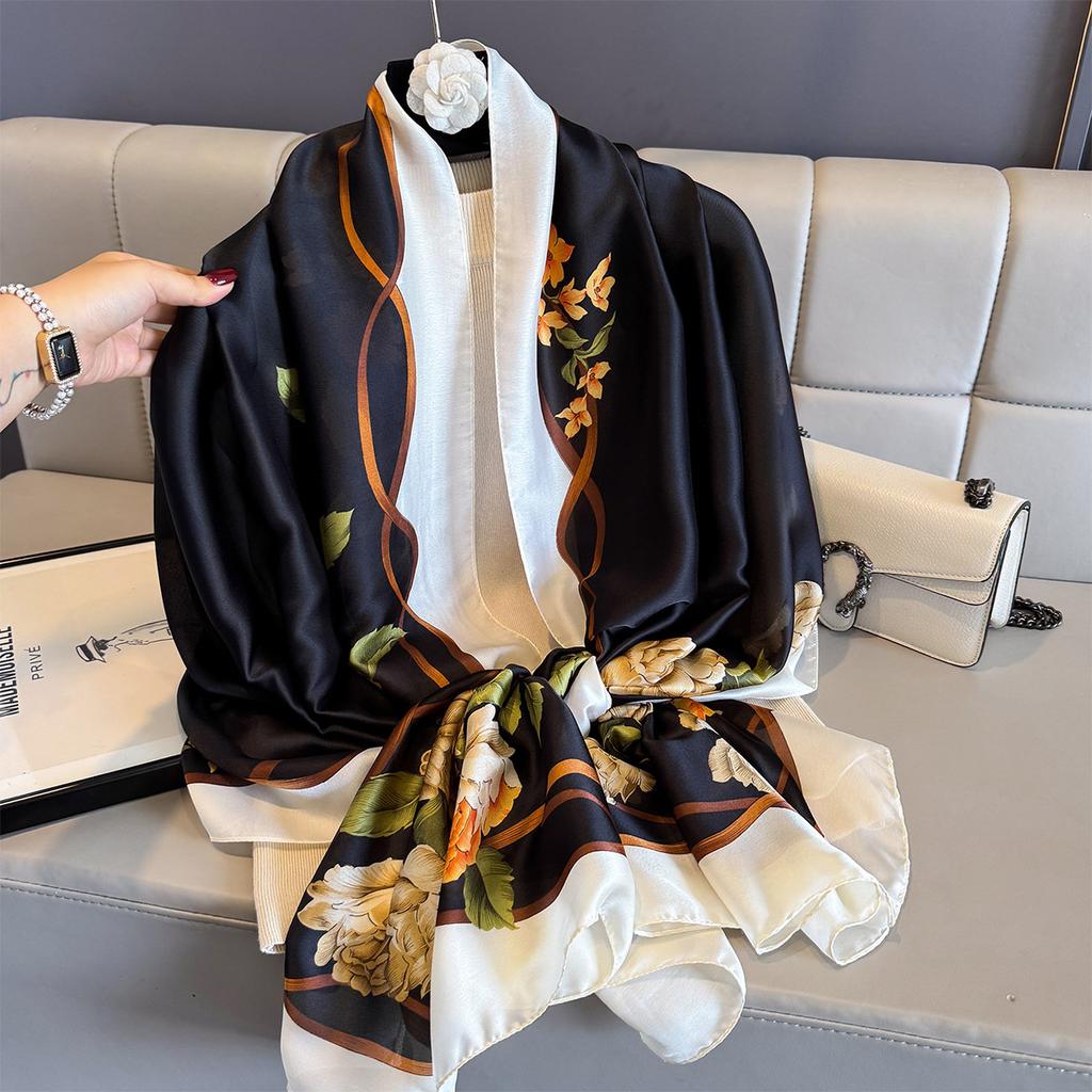 180*90cm Large Silk Satin Scarf Women Fashion Printed Scarf Spring And Summer Styles New Shawl Wrap Female Hand  NEW