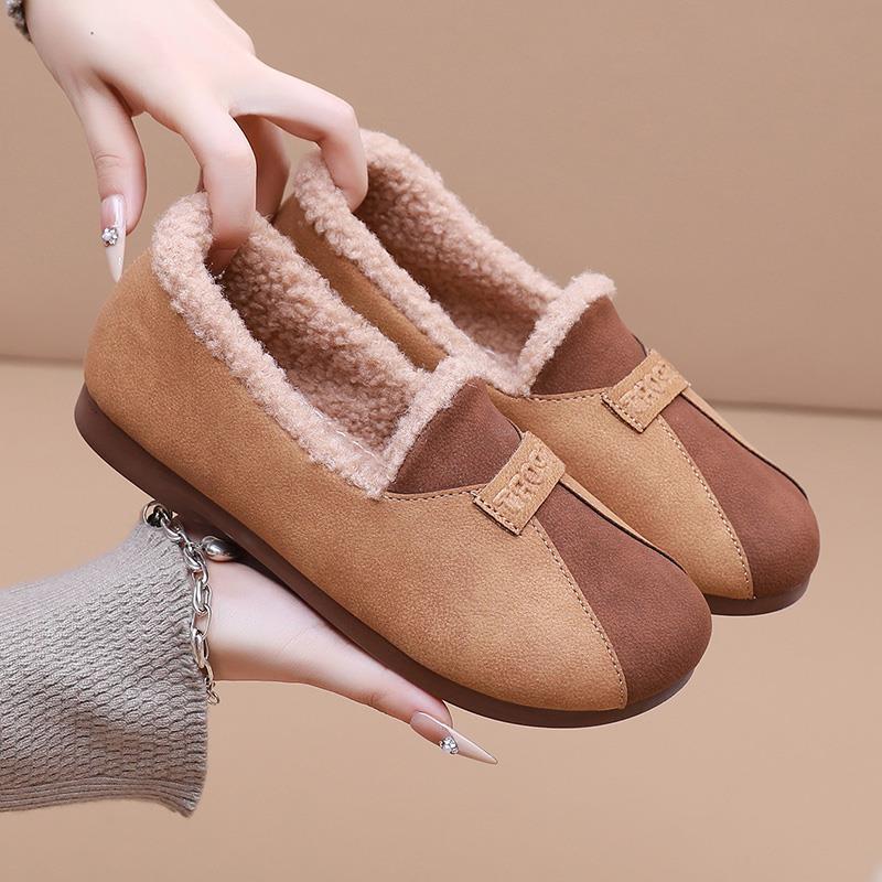 

Non-slip old Beijing thickened Doudou shoes mother s new winter one-pedal velvet cotton boots warm cotton shoes women s canvas 41