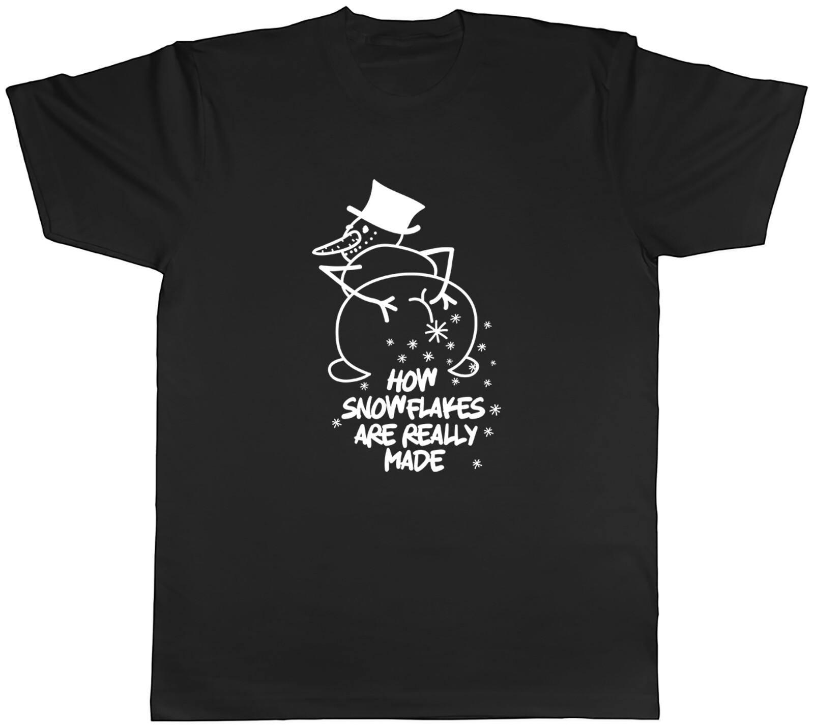 Funny Snowman Mens T-Shirt How Snowflakes are Really Made Christmas Tee Gift XXXL