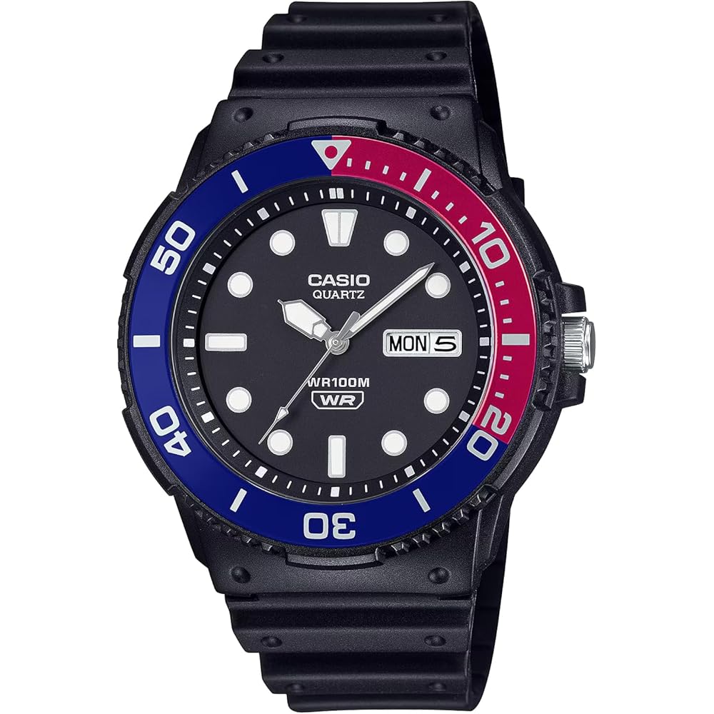 

Casio Standard MRW-230H-1E2V Men s Quartz Watch Black Pepsi Color Bezel 200m Water Resistant