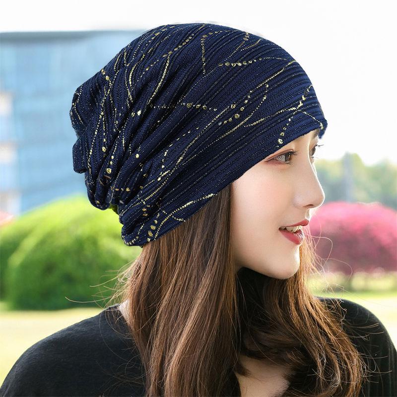 Moon Hat Cotton Breathable Light Turban Cap Air Conditioning Cap Hat Female Spring and Fall Thin Section Lined Head Wrapping Cap