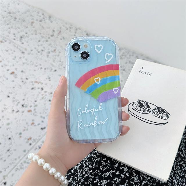 

Роскошный чехол Moskado для телефона с радужным граффити и улыбкой для Iphone 14 Plus 13 12 14 11 Pro Max, мягкий чехол из ТПУ с прозрачным волнистым узором For iPhone 14