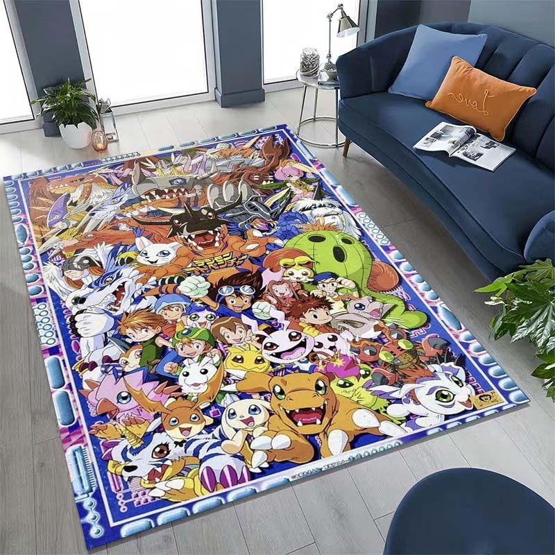 The New (Digimon) Rug Is Suitable for Home Décor in Game Rooms, Bedrooms, Living Rooms, Sofas, and Other Areas.