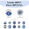 Pandahall 60Pcs Evil Eye Glass Cabochons - 12mm Half Round Flatback Dome Lucky Eye Cameo Gem Cover Beads for Pendant Props Photo Jewelry Making
