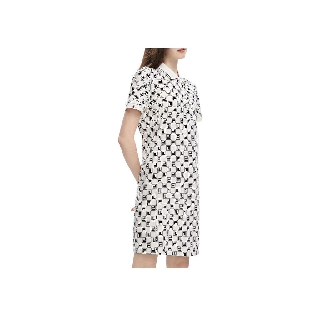 Fila Valentines Day American Series Brand Logo Letter Print Casual Breathable Sports Knitted Vintage College Style Short Sleeve Dress F11W329314FZA