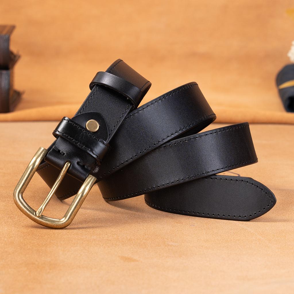 Men'S Whole First-Layer Cowhide Belt Casual Versatile Pin Buckle Leather Belt Business Middle-Aged And Young Men'S Belt