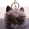 New Big Eye Owl Wool Ball Key Chain Pendant Imitation Rex Rabbit Hair Lady Luggage Car Pendant