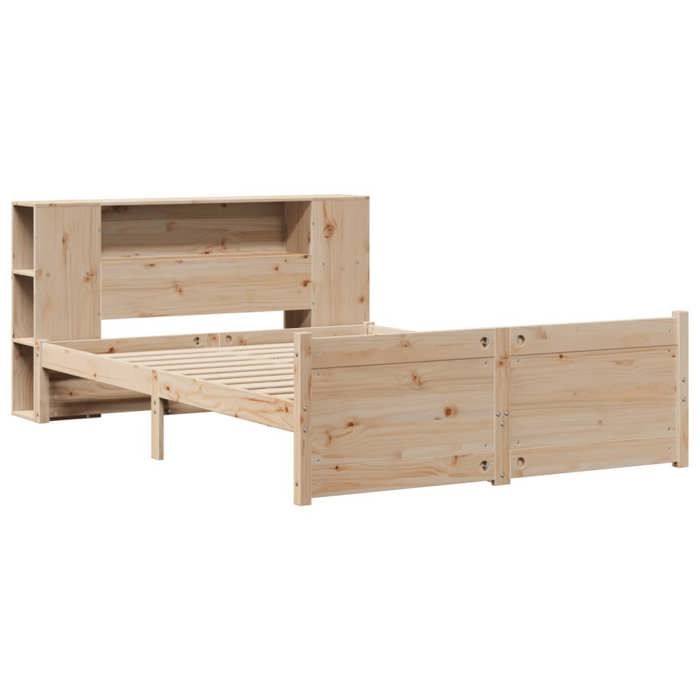 VidaXL Lit bibliothèque sans matelas 135x190 cm bois de pin massif, lit, meuble de chambre à coucher, lit avec rangement, 3322431
