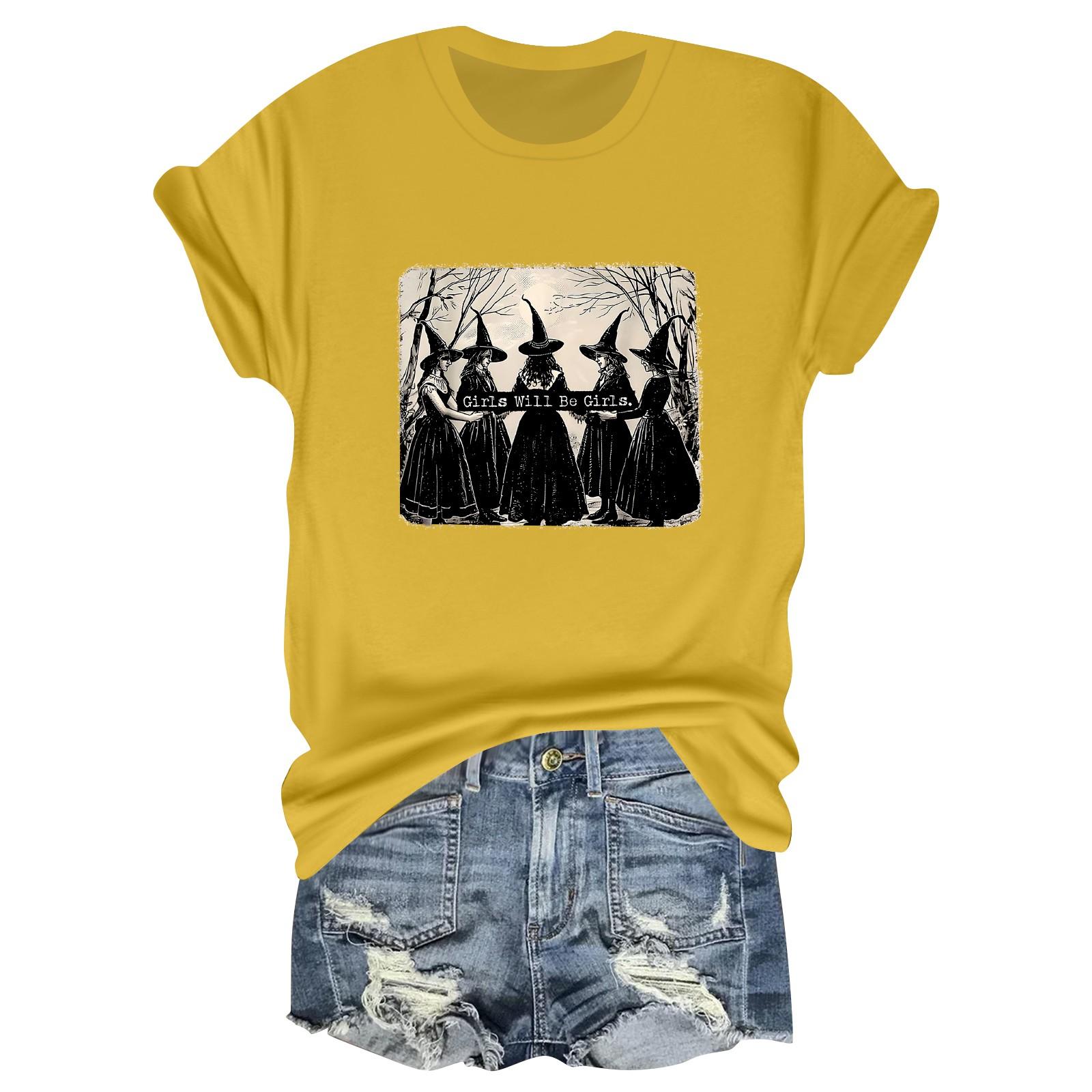 

Женская повседневная футболка с принтом, пуловер с круглым вырезом, топ с короткими рукавами XL жёлтый